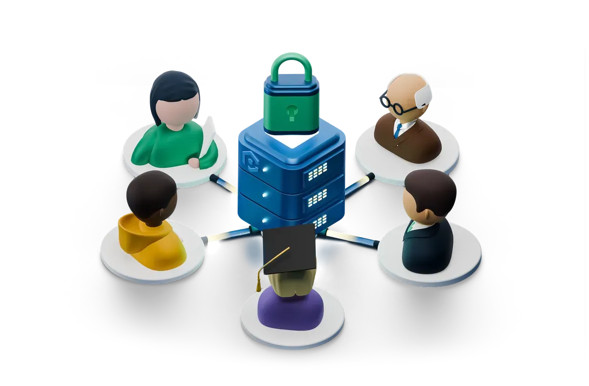 3D illustration of people asking questions about Microsoft 365 security